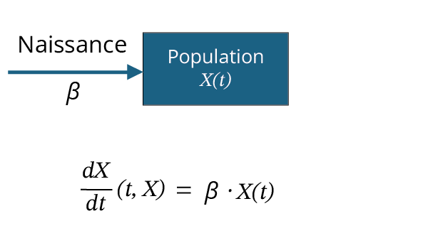Population, flèches d’entrées et de sorties qui représentent les variations positives et négatives qui affectent cette population.